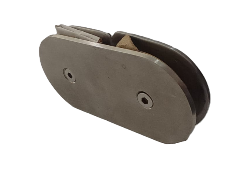 Conector ovalado 145° vidrio-vidrio Grande para mampara inoxidable
    